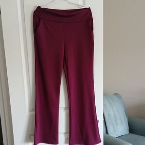 Women's Wide-Leg Ponte Pants - Burgundy
